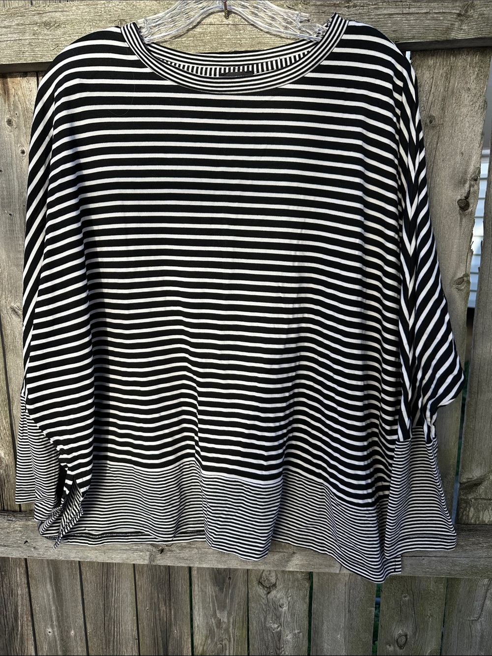 Navy & White Striped Top with Batwing Sleeves